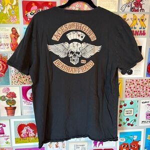 LUCKY BRAND skull and playing cards unique graphic t shirt